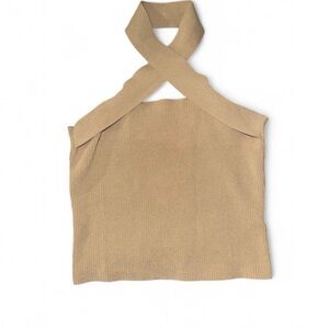 REVOLVE NBD Crisscross Halter Neck Beige Top